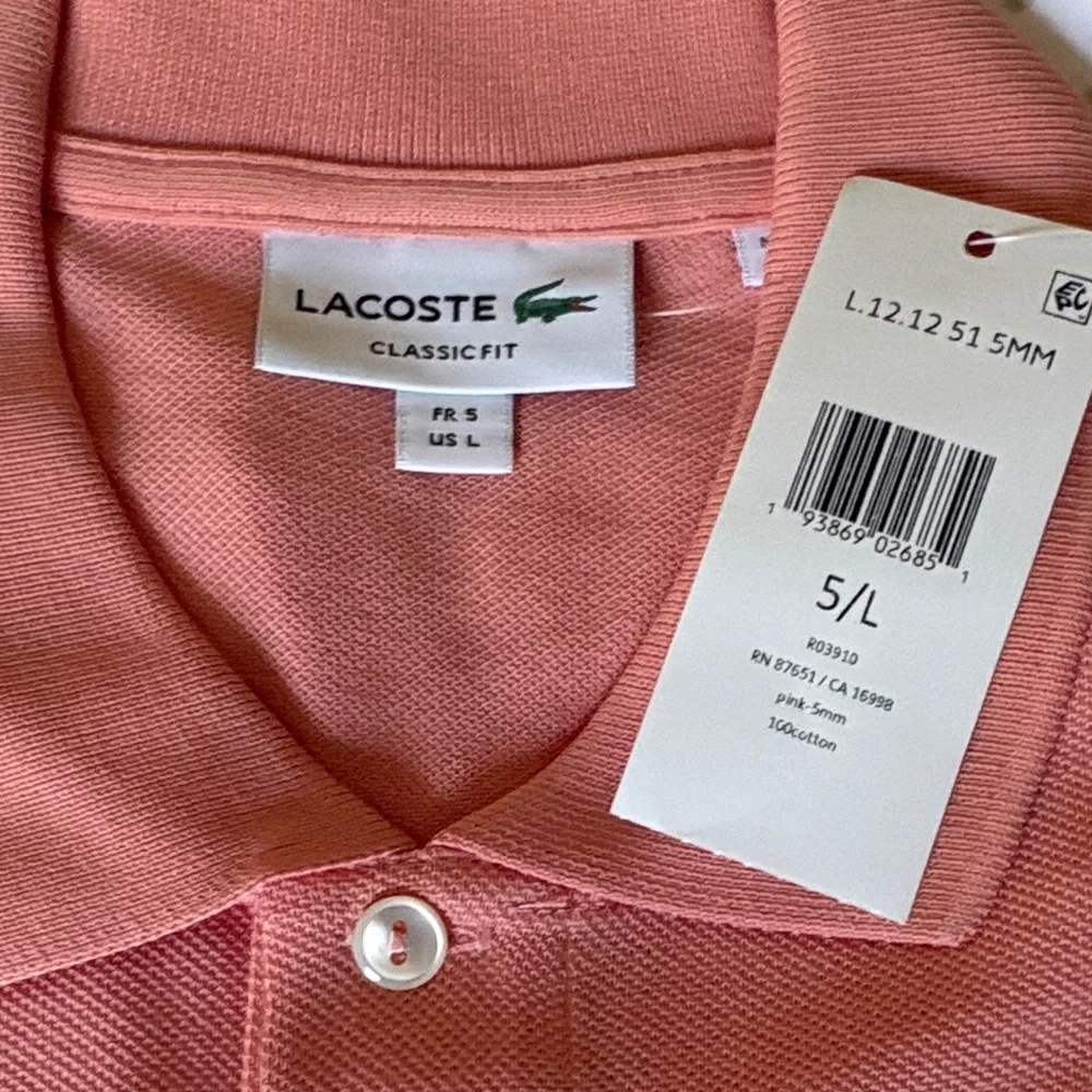 Lacoste Classic Fit Polo in Coral Pink
